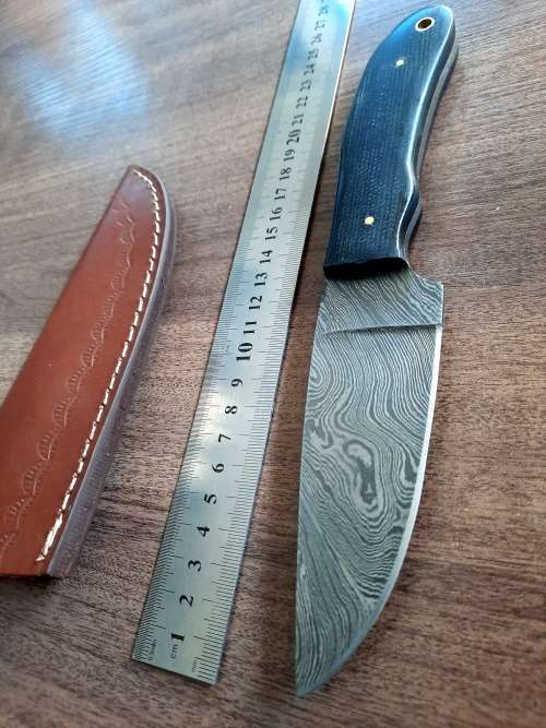 Handmade Damascus steel HUNTING  knife with MICARTA handle scales. NEW STOCK !!