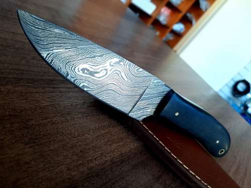 Handmade Damascus steel HUNTING  knife with MICARTA handle scales. NEW STOCK !!