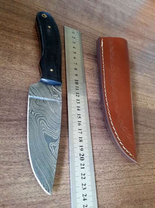 Handmade Damascus steel HUNTING  knife with MICARTA handle scales. NEW STOCK !!