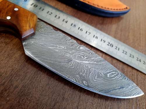 Handmade Damascus steel HUNTING  knife with WOODEN handle scales.  NEW STOCK !!