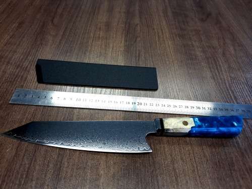 Damascus VG-10 Stainless Steel Japanese Chef's knife, Exotic Burl & Epoxy Resin handle, RAZOR SHARP,