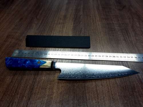 Damascus VG-10 Stainless Steel Japanese Chef's knife, Exotic Burl & Epoxy Resin handle, RAZOR SHARP,