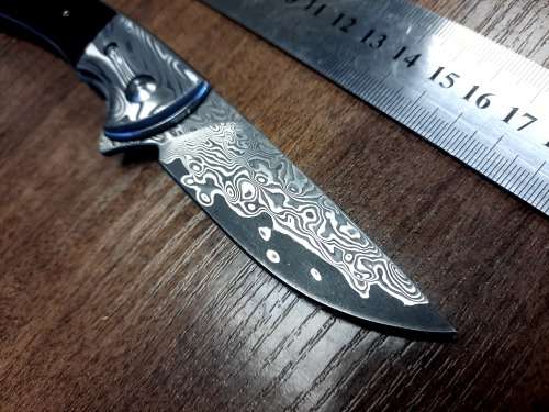 Damascus VG-10 Stainless Steel folding knife, RAZOR Sharp, Bolster Patterned, High Carbon SS