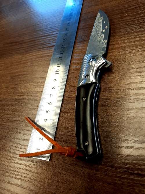 Damascus VG-10 Stainless Steel folding knife, RAZOR Sharp, Bolster Patterned, High Carbon SS