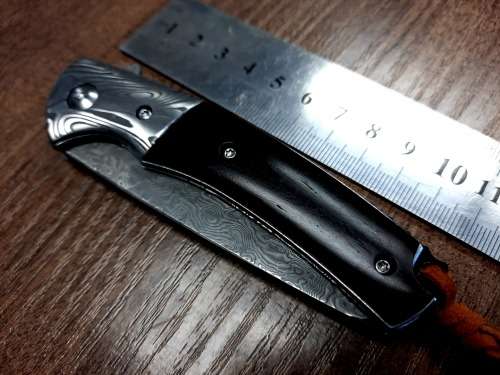 Damascus VG-10 Stainless Steel folding knife, RAZOR Sharp, Bolster Patterned, High Carbon SS