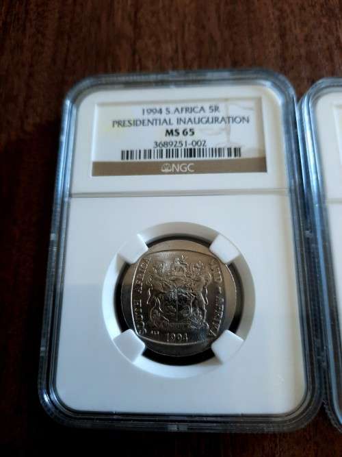 Mandela Presidential Inauguration R5 NGC graded, 3 Piece set, MS65-MS67. One bid for ALL !!!