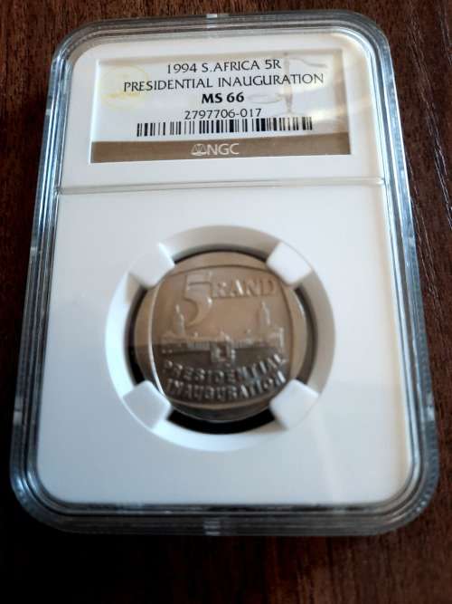 Mandela Presidential Inauguration R5 Graded by NGC,  MS66, BID PER COIN. 7 Available !!