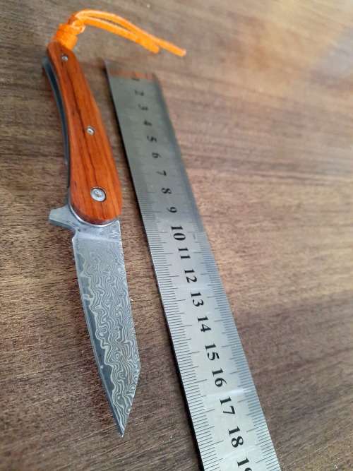 Damascus VG-10 Stainless Steel folding knife, RAZOR Sharp, New Stock, High Quality, Rosewood handle.