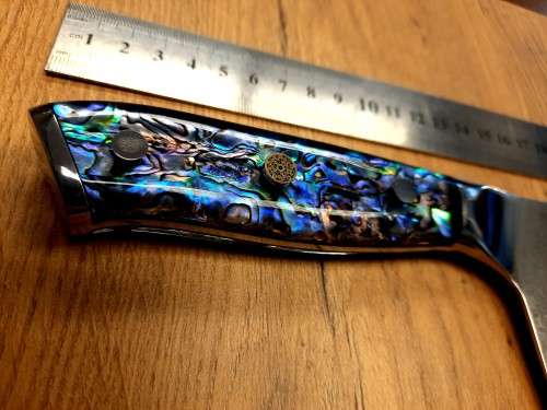 Damascus VG-10 Stainless Steel Japanese Chef's Cleaver, Exotic Burl & Epoxy  handle, RAZOR SHARP,