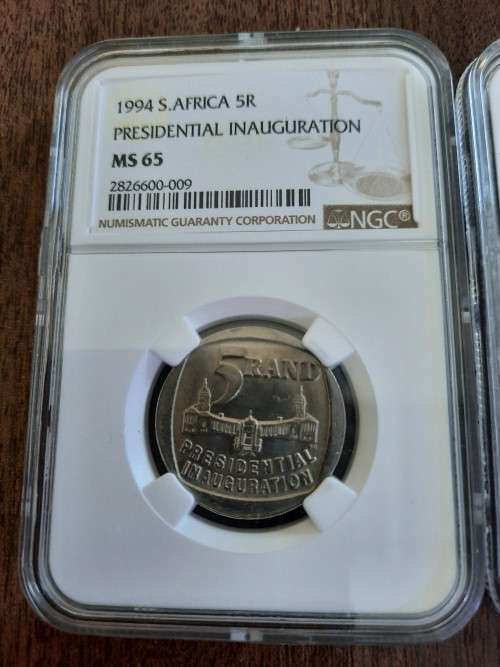 Mandela Presidential Inauguration R5 Graded by NGC,  MS65, BID PER COIN. 3 Available !!
