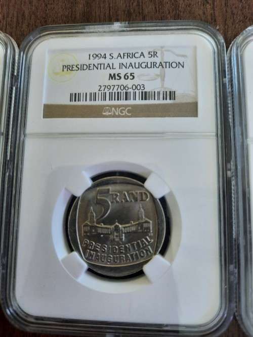 Mandela Presidential Inauguration R5 Graded by NGC,  MS65, BID PER COIN. 3 Available !!