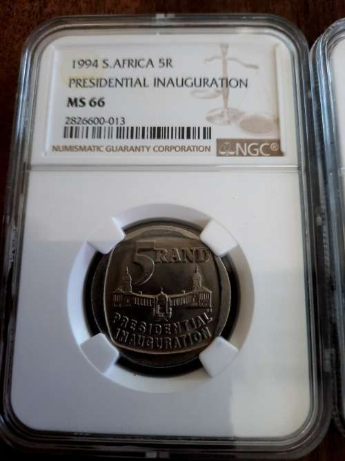 Mandela Presidential Inauguration R5 Graded by NGC,  MS66, BID PER COIN. 3 Available !!