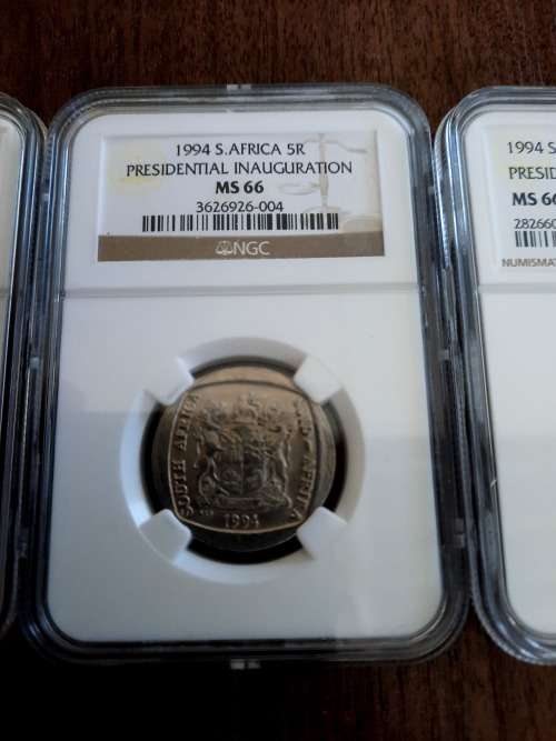 Mandela Presidential Inauguration R5 Graded by NGC,  MS66, BID PER COIN. 3 Available !!