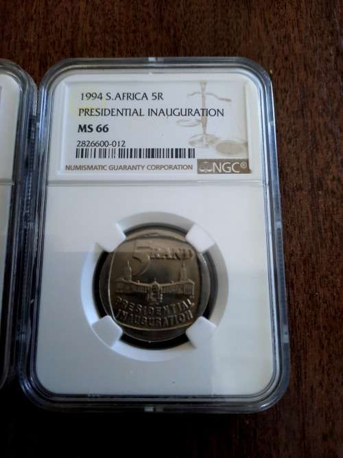 Mandela Presidential Inauguration R5 Graded by NGC,  MS66, BID PER COIN. 3 Available !!