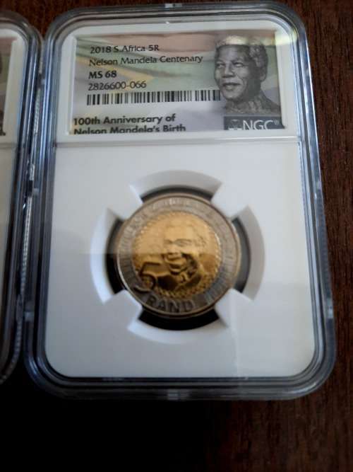 Mandela Centenary 2 Piece NGC Graded Set, MS68 (Second finest) & MS67, ONE BID FOR THE SET !!
