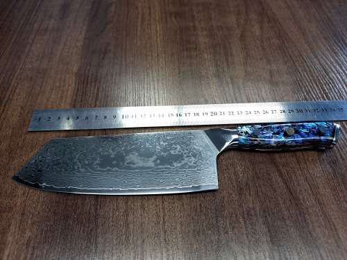 Damascus VG-10 Stainless Steel Japanese Chef's Cleaver, ABALONE/SHELL  handle, RAZOR SHARP,