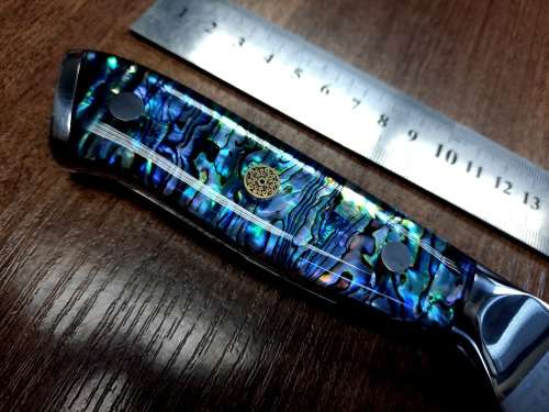 Damascus VG-10 Stainless Steel Japanese Chef's Cleaver, ABALONE/SHELL  handle, RAZOR SHARP,