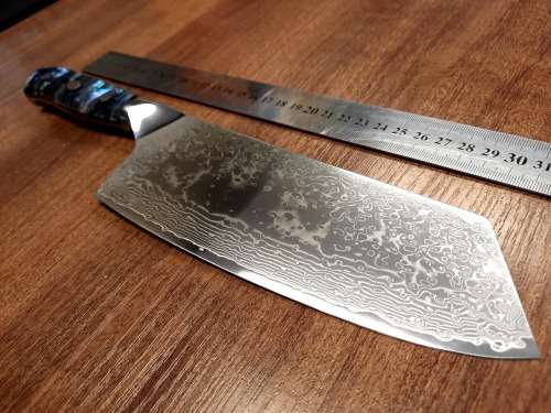 Damascus VG-10 Stainless Steel Japanese Chef's Cleaver, ABALONE/SHELL  handle, RAZOR SHARP,