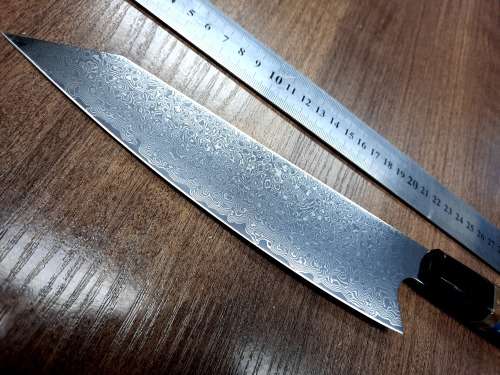 Damascus VG-10 Stainless Steel Japanese Chef's knife, Fossolized MAMMOTH & RESIN handle,.