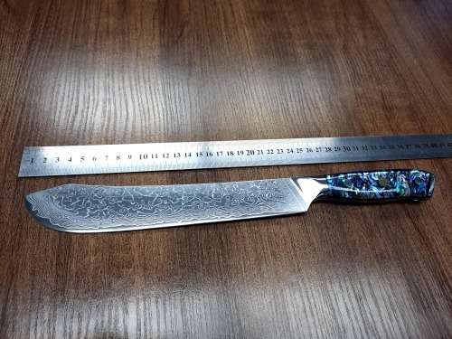 Damascus VG-10 Stainless Steel Japanese Kitchen Knife, Abalone & Super clear Epoxy Resin handle.