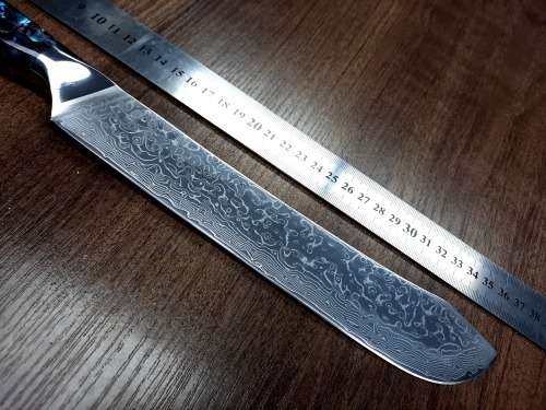 Damascus VG-10 Stainless Steel Japanese Kitchen Knife, Abalone & Super clear Epoxy Resin handle.