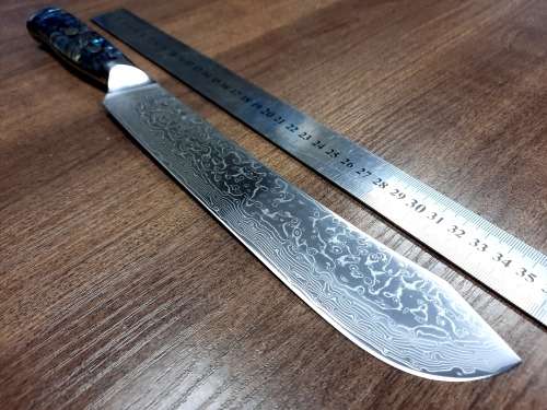 Damascus VG-10 Stainless Steel Japanese Kitchen Knife, Abalone & Super clear Epoxy Resin handle.