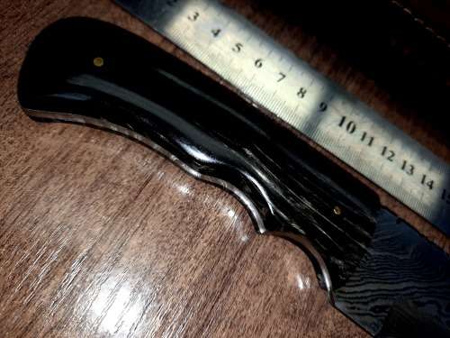 Handmade Damascus steel HUNTING  knife with BULL HORN handle scales. FREE Bracelet !!!!