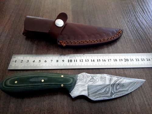 Handmade Damascus steel HUNTING  knife with MICARTA handle scales. FREE Leather Pouch.