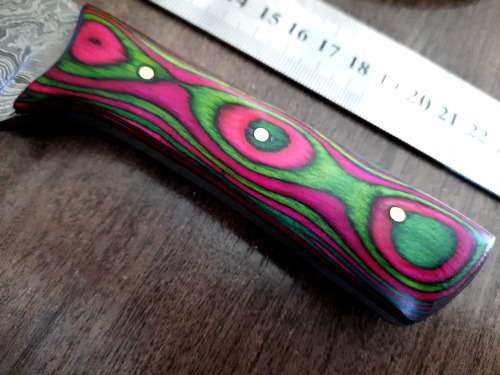 Handmade Damascus steel HUNTING Knife with Wooden handle scales, Leather sheath included in this auc