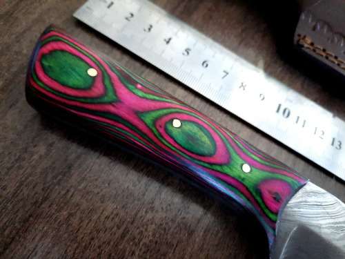 Handmade Damascus steel HUNTING Knife with Wooden handle scales, Leather sheath included in this auc