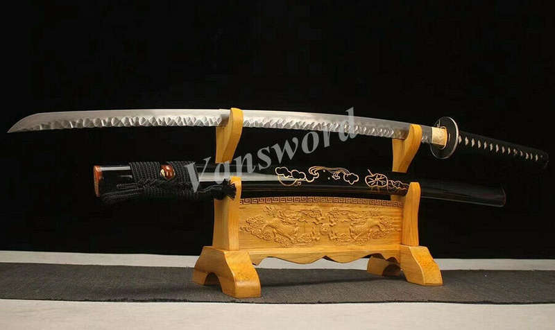 Handmade Damascus Folded Steel Clay Tempered, Japanese Samurai Katana with a nice Hamon.(LAST SWORD)