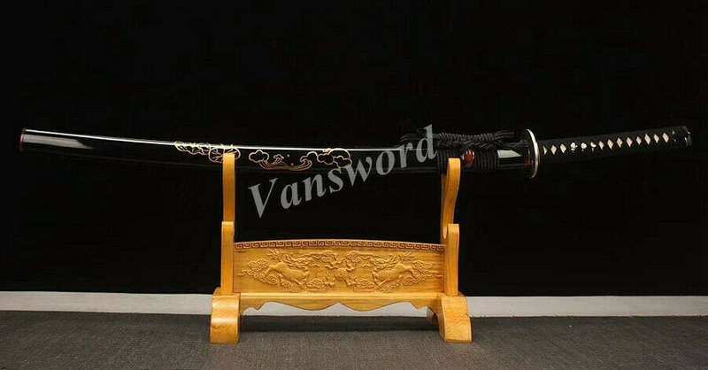 Handmade Damascus Folded Steel Clay Tempered, Japanese Samurai Katana with a nice Hamon.(LAST SWORD)
