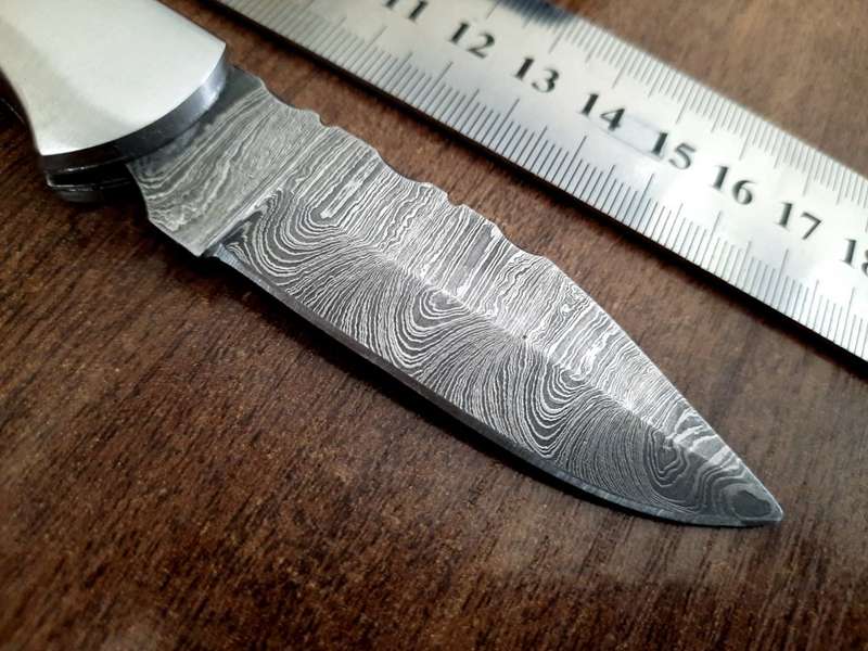 Handmade Damascus steel folding knife with Epoxy Resin handle scales. X-MAS SPECIAL PRICE !!!!
