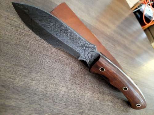 Handmade Damascus steel HUNTING Knife with Wooden handle scales, Perfect Gift for him.