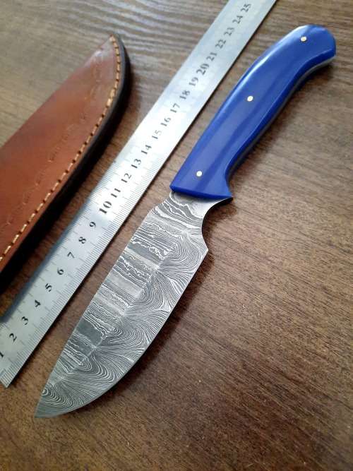 Handmade Damascus steel HUNTING Knife with Epoxy Resin handle scales, Perfect Gift for him.