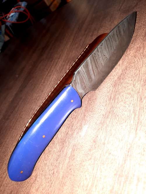Handmade Damascus steel HUNTING Knife with Epoxy Resin handle scales, Perfect Gift for him.
