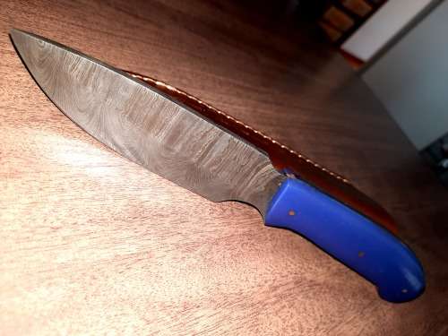 Handmade Damascus steel HUNTING Knife with Epoxy Resin handle scales, Perfect Gift for him.