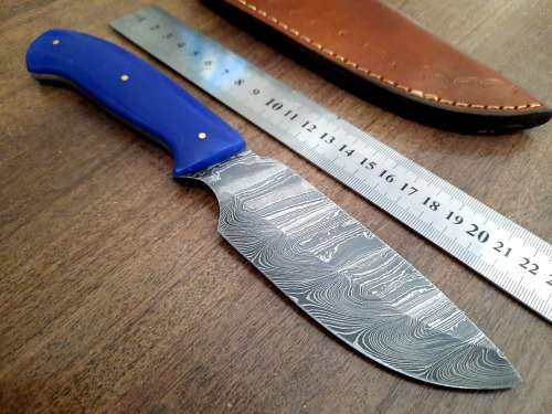 Handmade Damascus steel HUNTING Knife with Epoxy Resin handle scales, Perfect Gift for him.