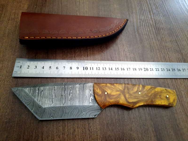 Handmade Damascus steel HUNTING Knife with Epoxy Resin handle scales, Perfect Gift for him.