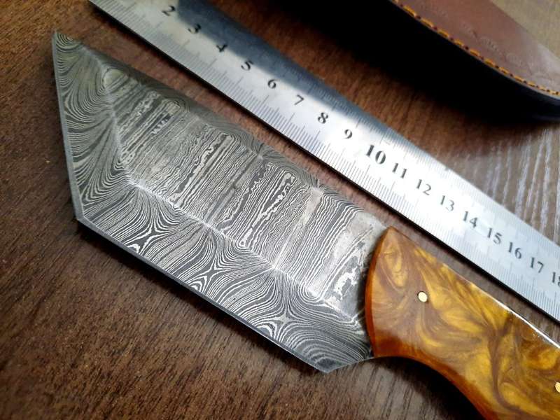 Handmade Damascus steel HUNTING Knife with Epoxy Resin handle scales, Perfect Gift for him.
