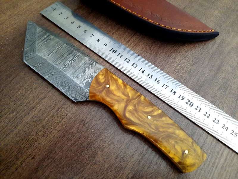 Handmade Damascus steel HUNTING Knife with Epoxy Resin handle scales, Perfect Gift for him.