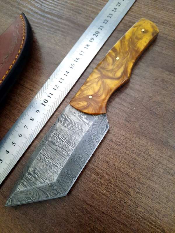Handmade Damascus steel HUNTING Knife with Epoxy Resin handle scales, Perfect Gift for him.