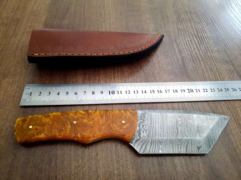 Handmade Damascus steel HUNTING Knife with Epoxy Resin handle scales, Perfect Gift for him.