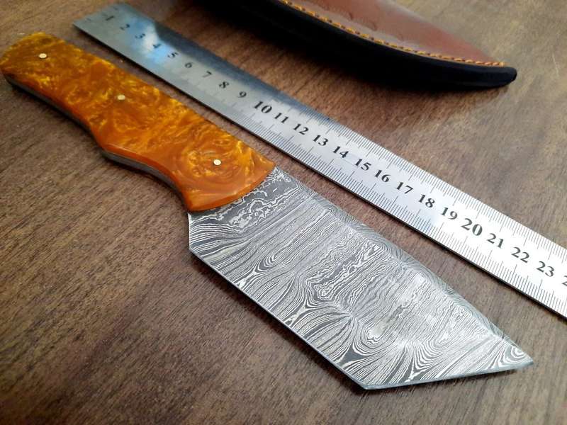 Handmade Damascus steel HUNTING Knife with Epoxy Resin handle scales, Perfect Gift for him.