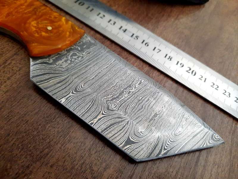 Handmade Damascus steel HUNTING Knife with Epoxy Resin handle scales, Perfect Gift for him.