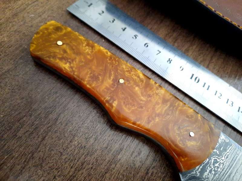 Handmade Damascus steel HUNTING Knife with Epoxy Resin handle scales, Perfect Gift for him.