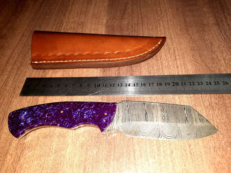 Handmade Damascus steel HUNTING Knife with Epoxy Resin handle scales, Perfect Gift for him.