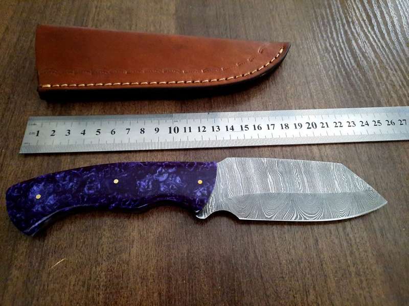 Handmade Damascus steel HUNTING Knife with Epoxy Resin handle scales, Perfect Gift for him.