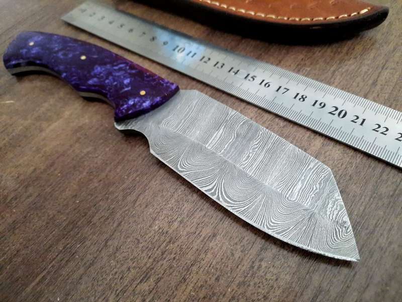 Handmade Damascus steel HUNTING Knife with Epoxy Resin handle scales, Perfect Gift for him.
