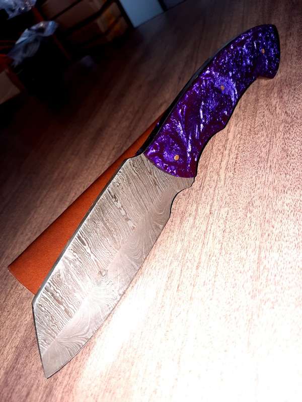 Handmade Damascus steel HUNTING Knife with Epoxy Resin handle scales, Perfect Gift for him.